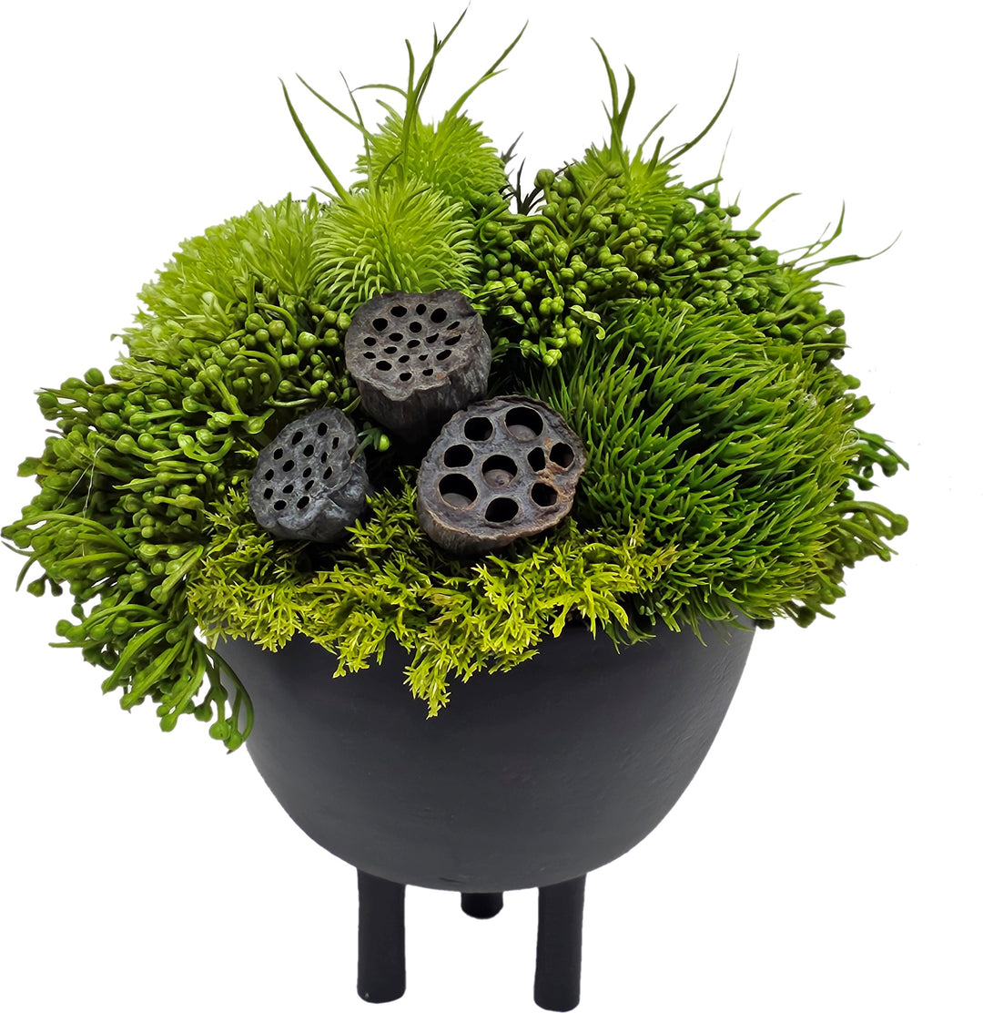 Mixed Elements with Dried Lotus Pods in Bowl FH: 10"H