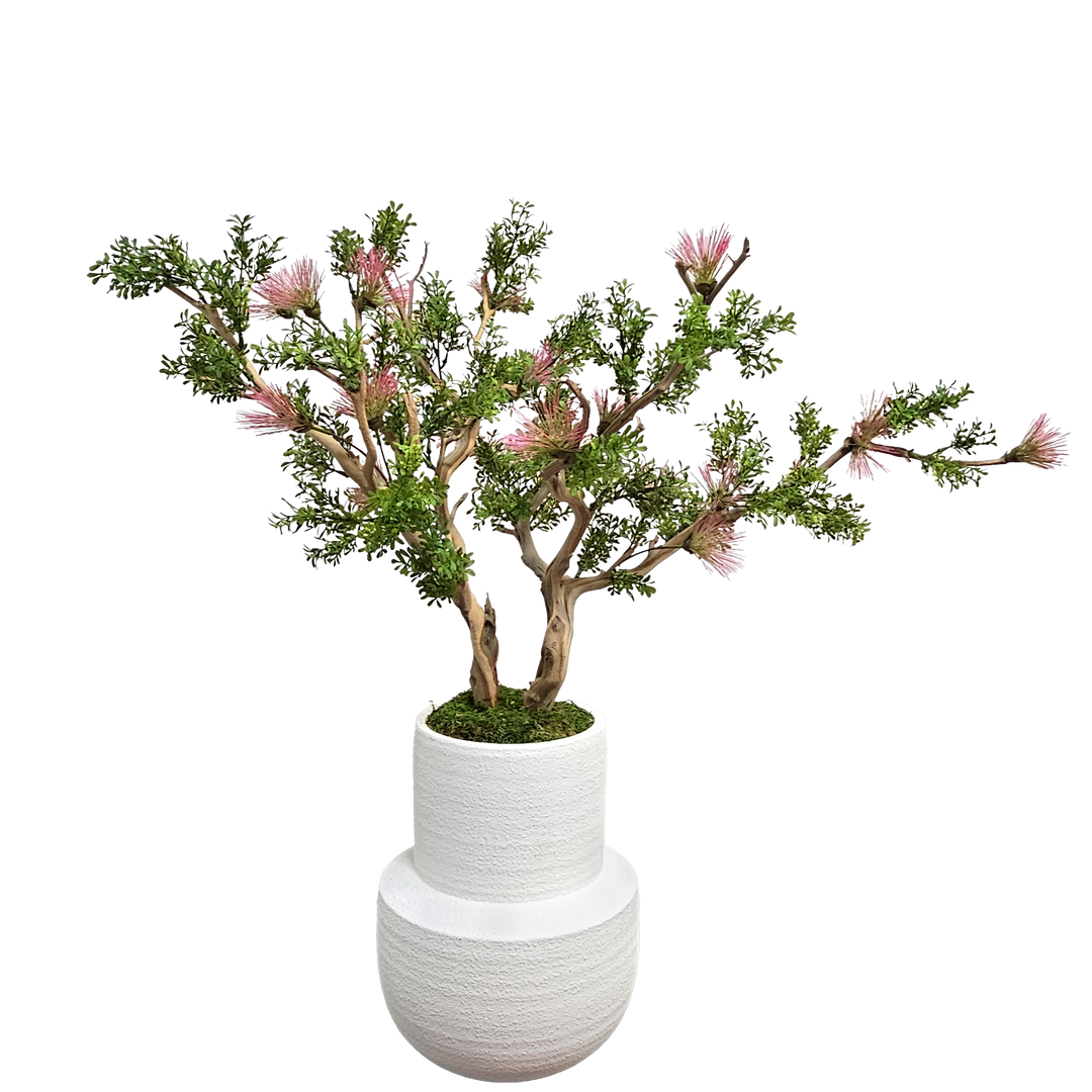 Greenery and Flowers on Manzanita in Ceramic 39"H
