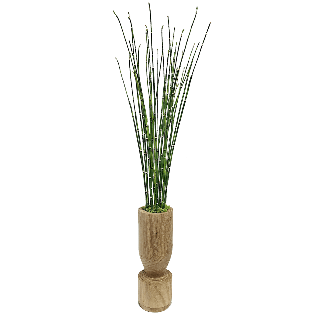 Bamboo in Tall Natural Wood Pot Vase. FH: 48" - LDF SilkArtificial Flora