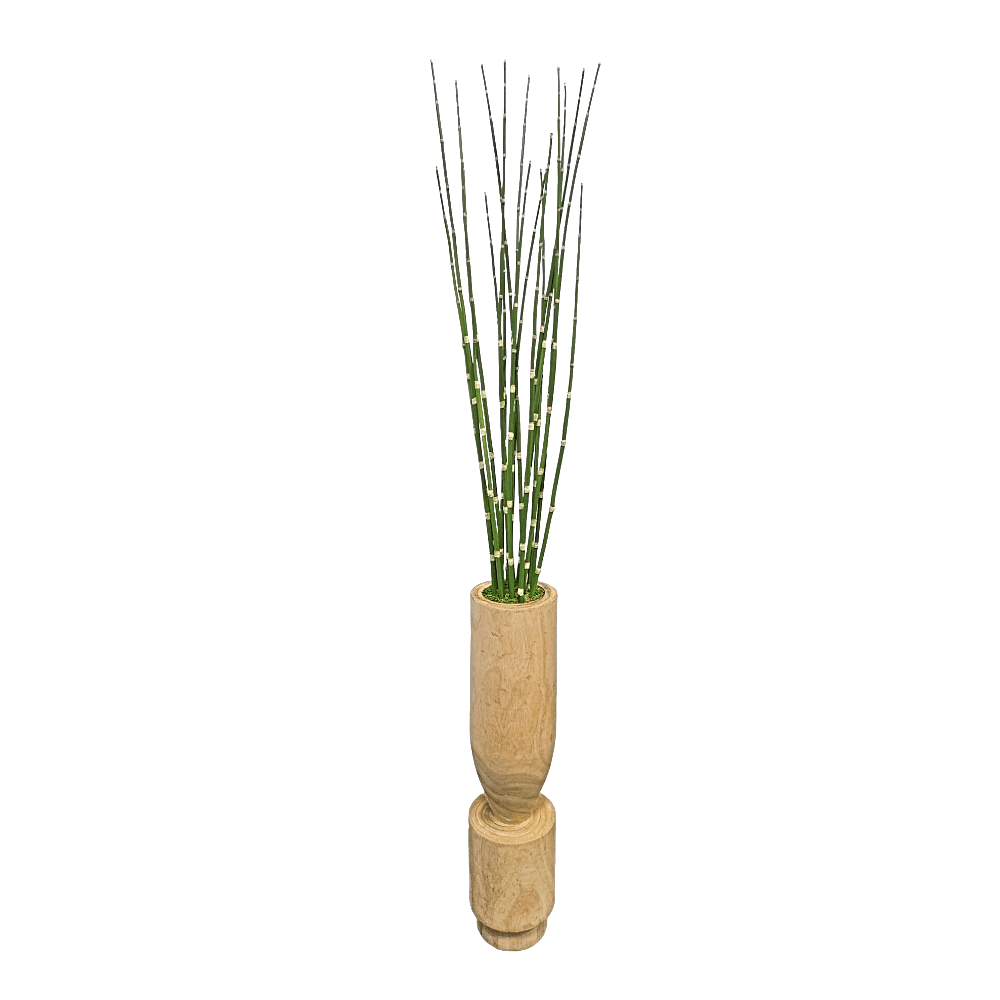 Horsetail Reed in Wood Vase. FH: 56"H - LDF SilkArtificial Flora