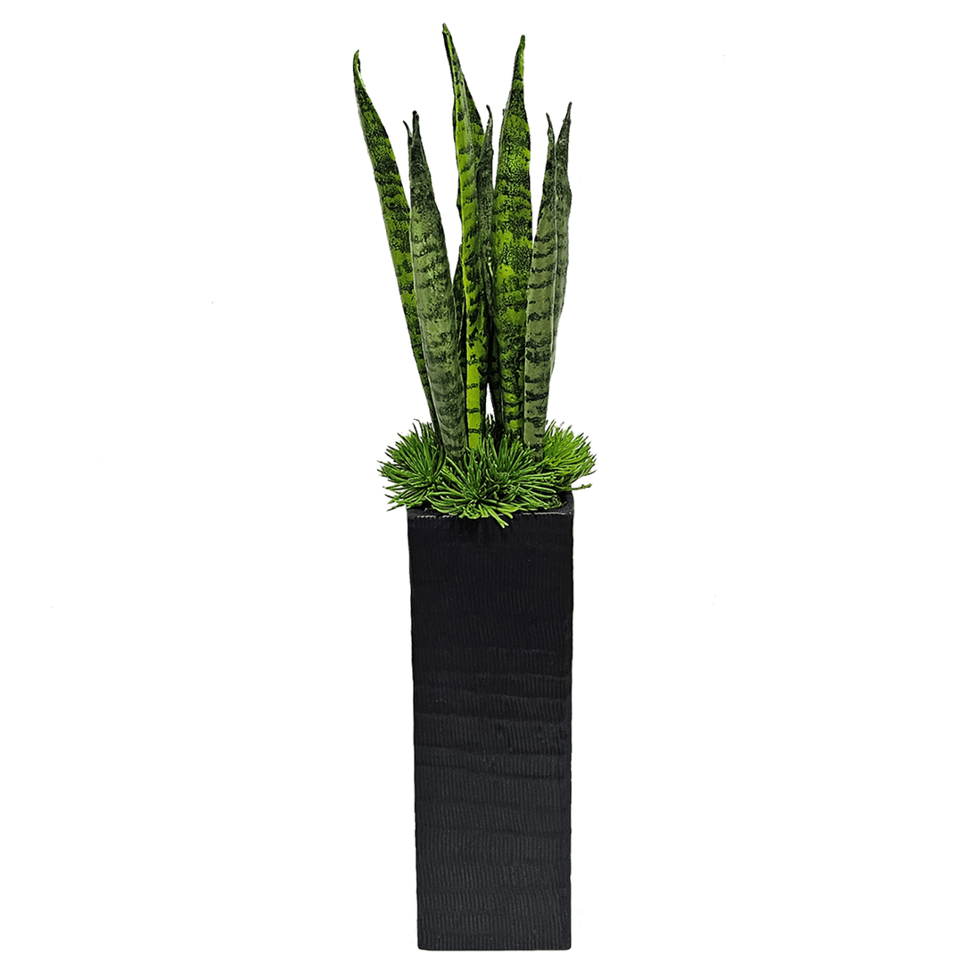 Sansevieria in Square Ceramic. FH: 24" - LDF SilkArtificial Flora