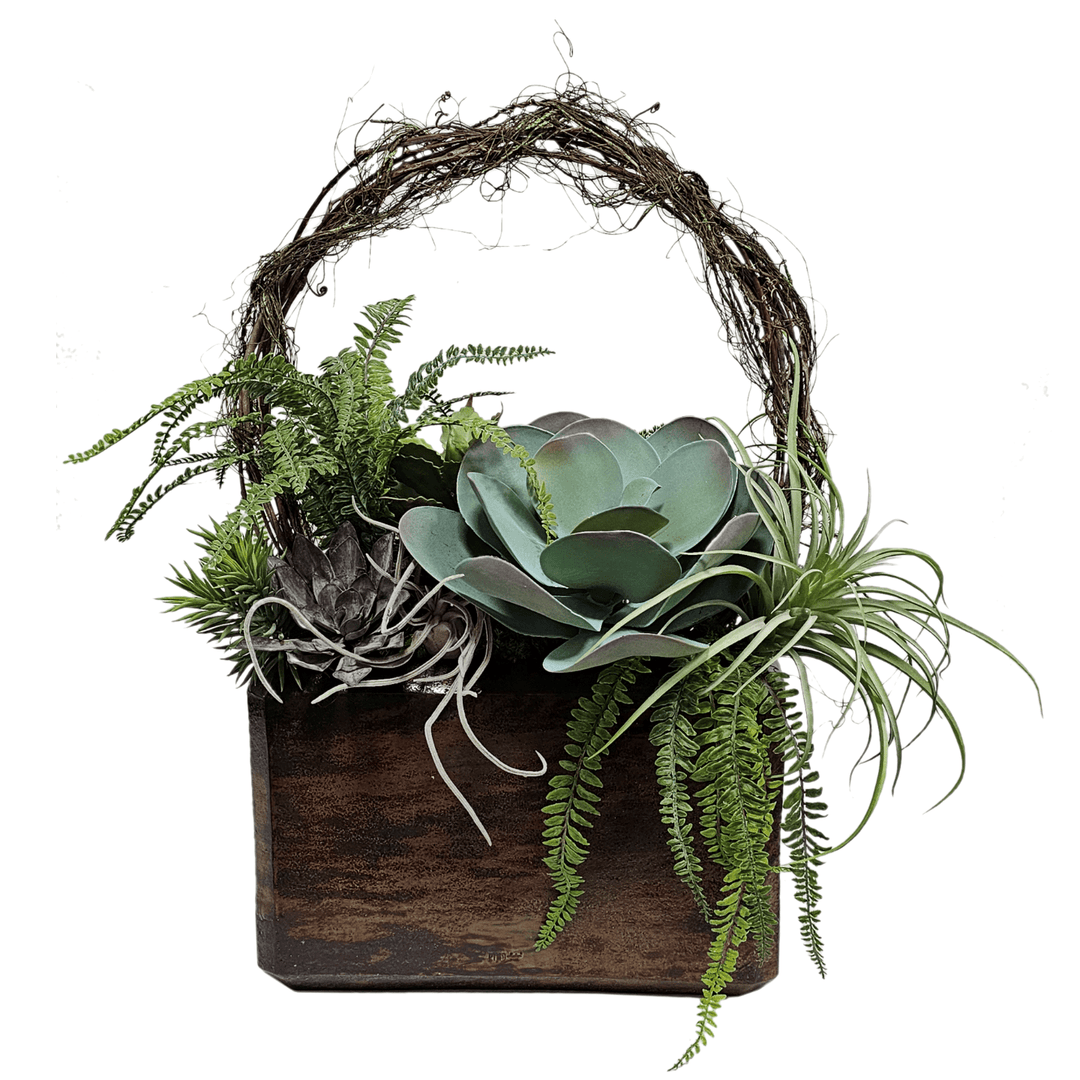Sculptural Vine with Succulents in Container FH: 29" - LDF Silk