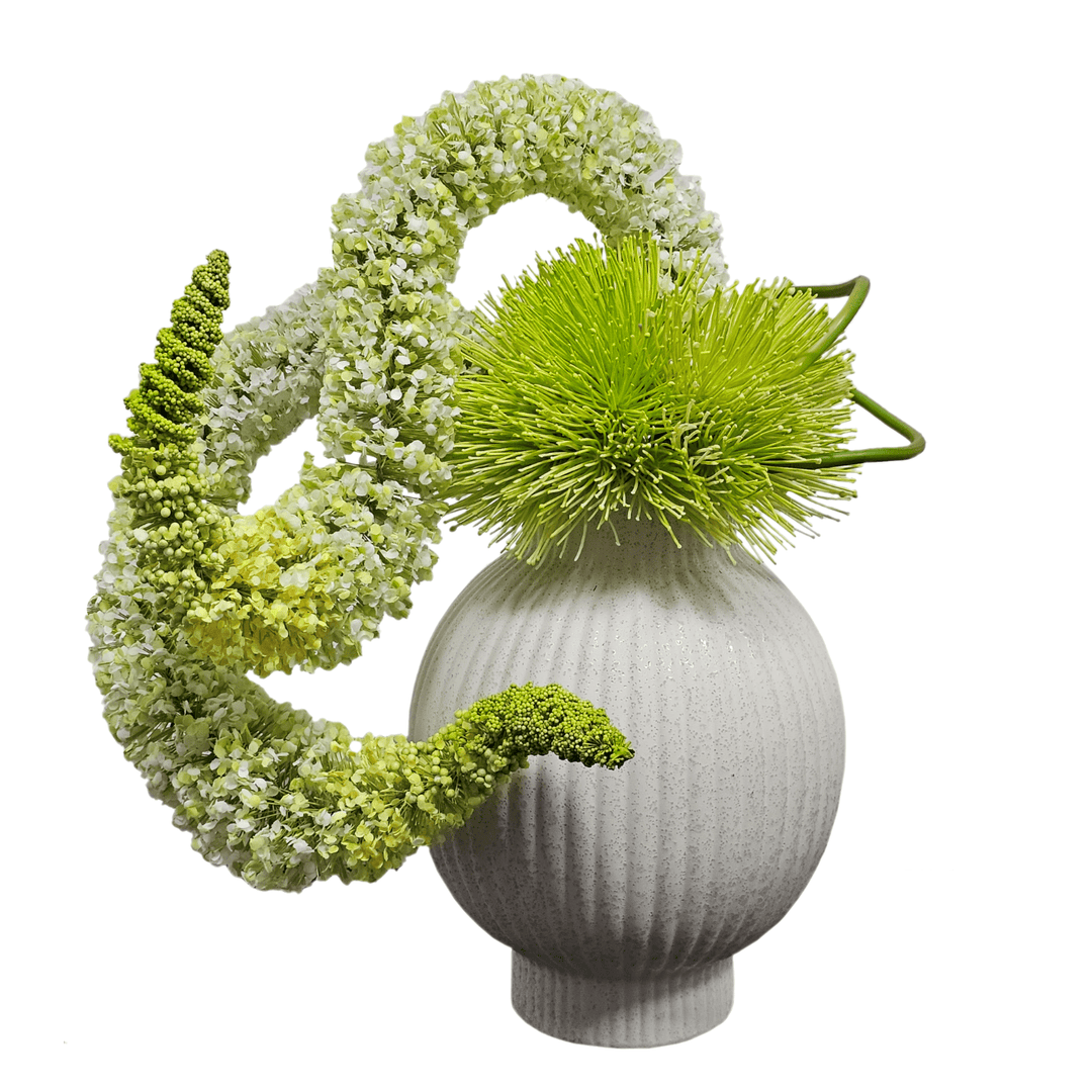 Sea Urchin Flowers, Eremurus and Looped Vine in Ceramic FH: 18" - LDF Silk