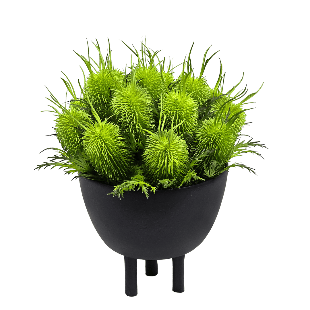 Thistle in Small Metal bowl. FH: 10.5" - LDF SilkArtificial Flora