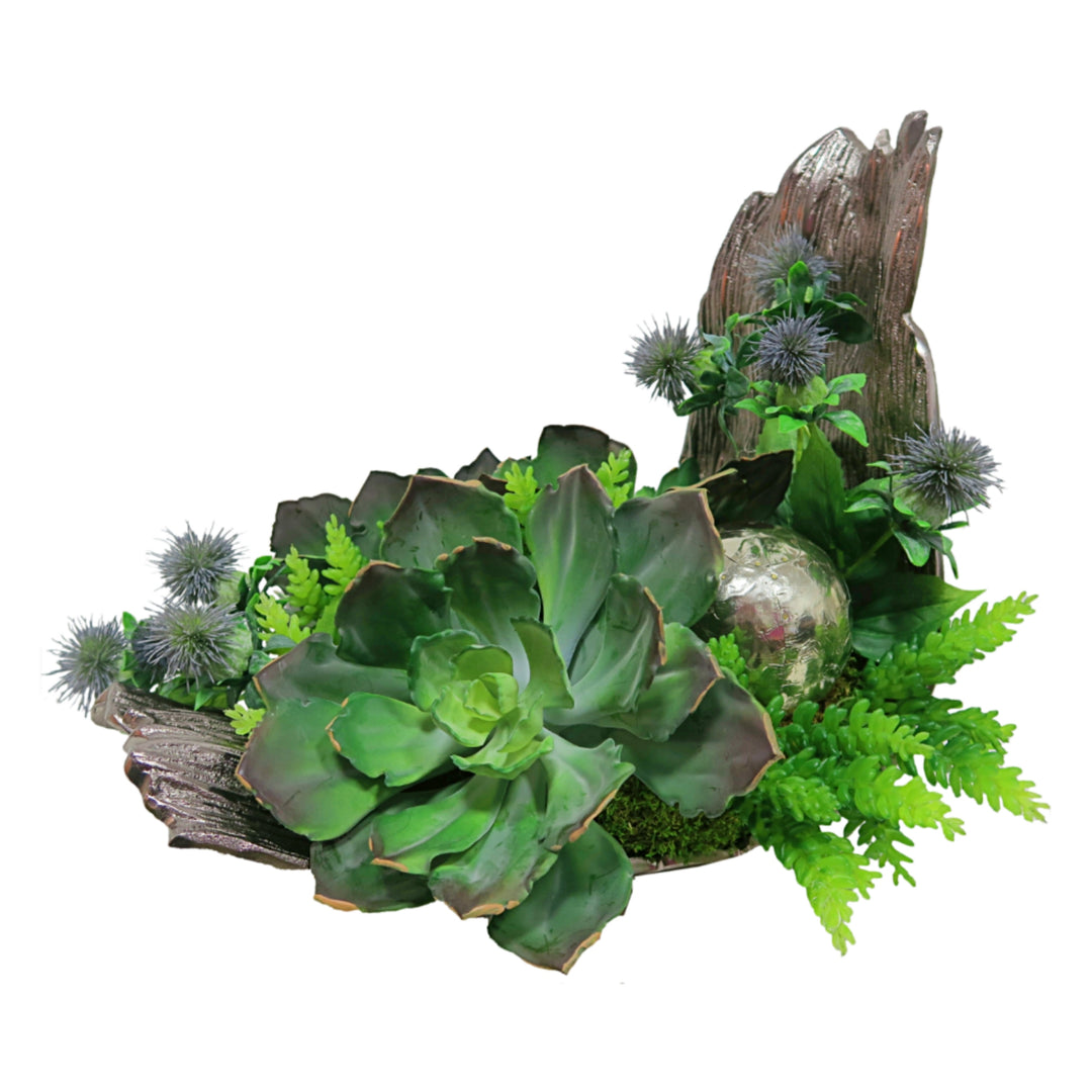 Large Succulent with Safflower and Sedum in Container