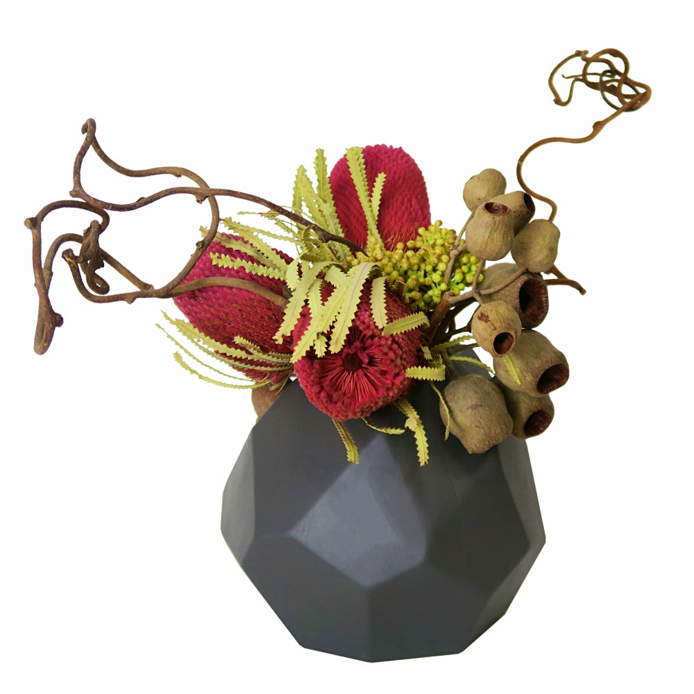 Dried Banksia, Pods and Kiwi in Ceramic