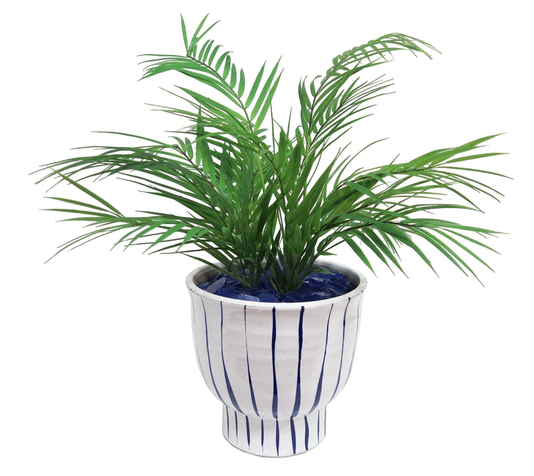 Areca Palm with Recycled Glass Rocks in Ceramic - LDF Silk