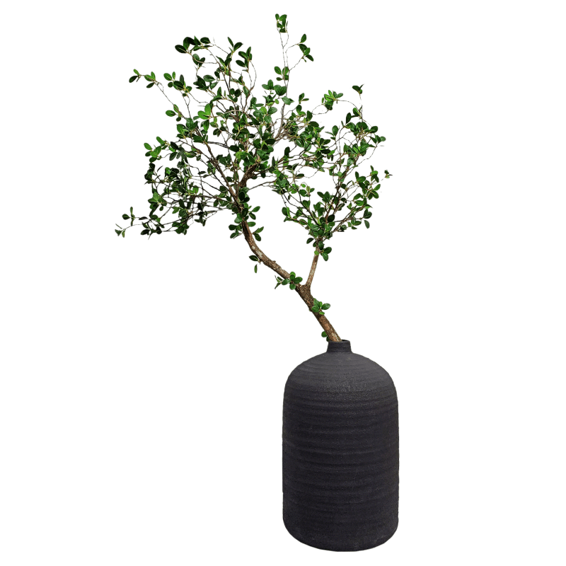 Ficus Foliage Hand Drilled onto Dragonwood Branch in Ceramic 55"H - LDF Silk