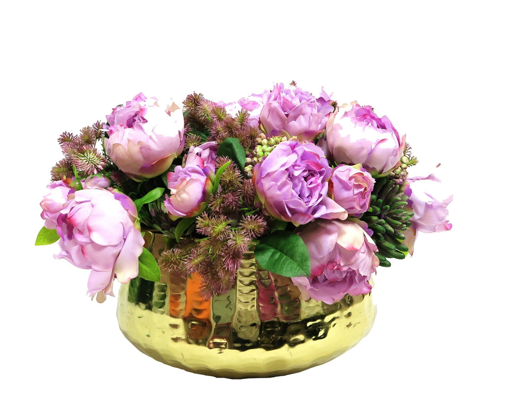 Peonies and Succulents in Container