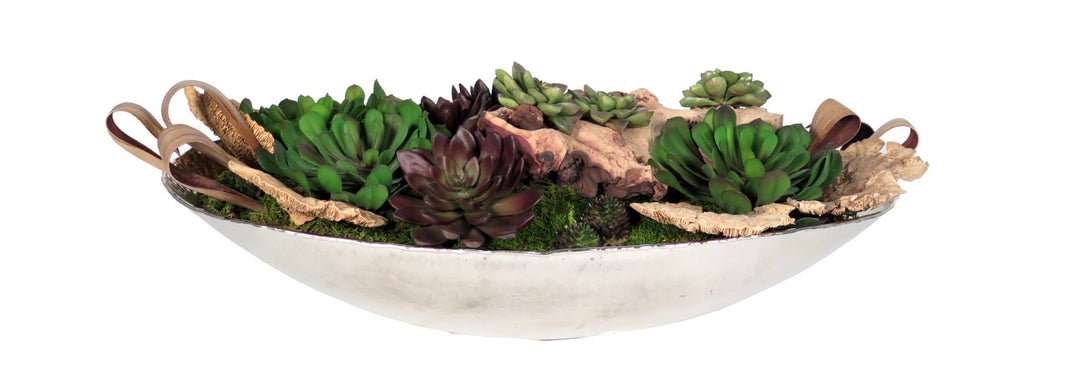 Mixed Succulents with Mushrooms in Bowl