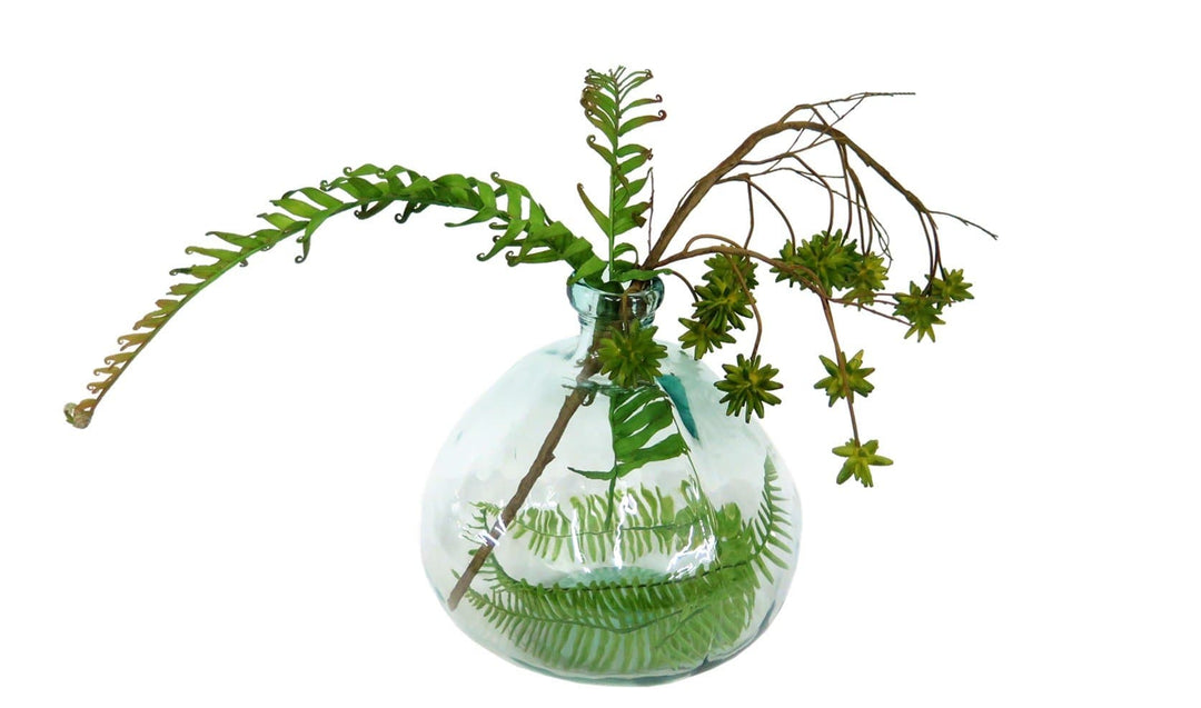 Rolling Ferns and Star Pod Branch in Vase