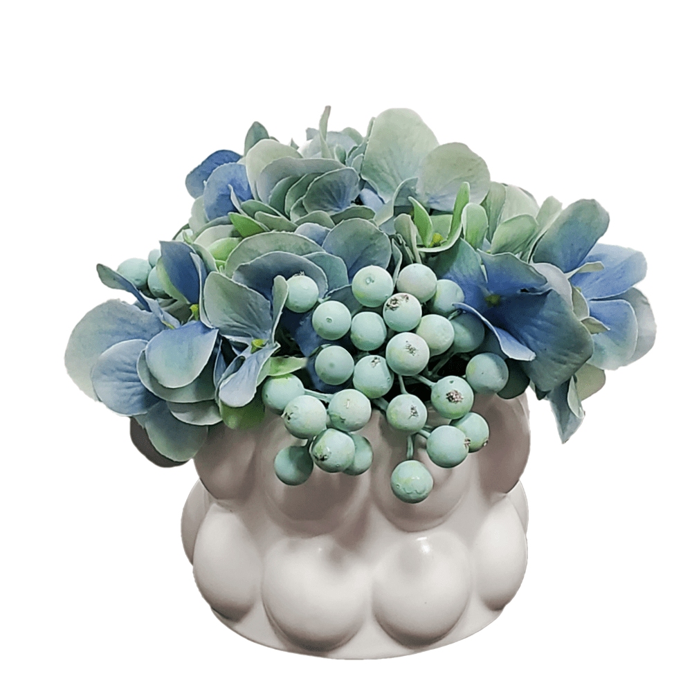 Hydrangea and Berries in Ceramic 5.5"H - LDF Silk