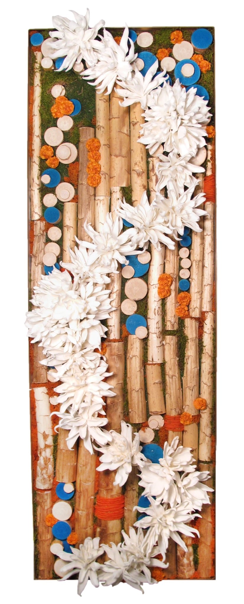 Magnolias and Flowers with Yucca Poles in Metal Frame - LDF SilkFlorals