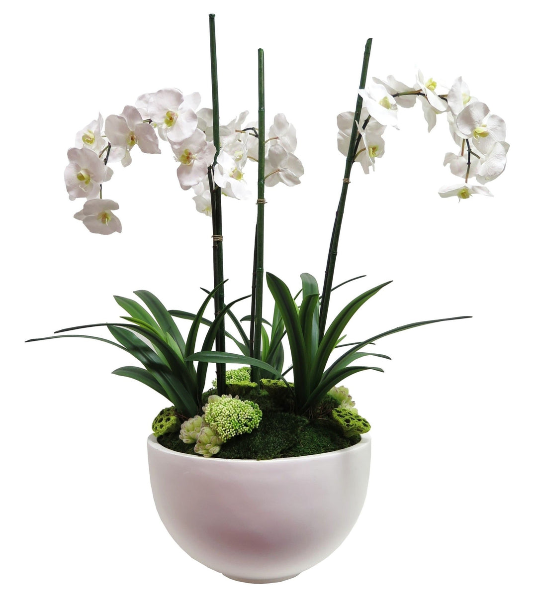 Orchids and Seed Clusters in Bowl - LDF SilkFlorals