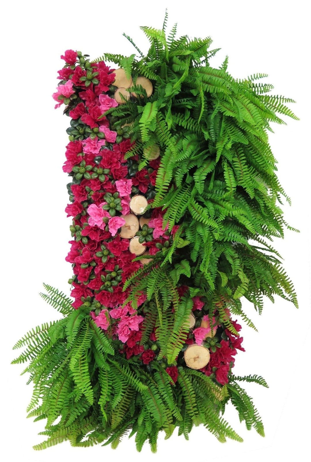 Outdoor Wall Panel Featuring Ferns and Azalea - LDF SilkFlorals