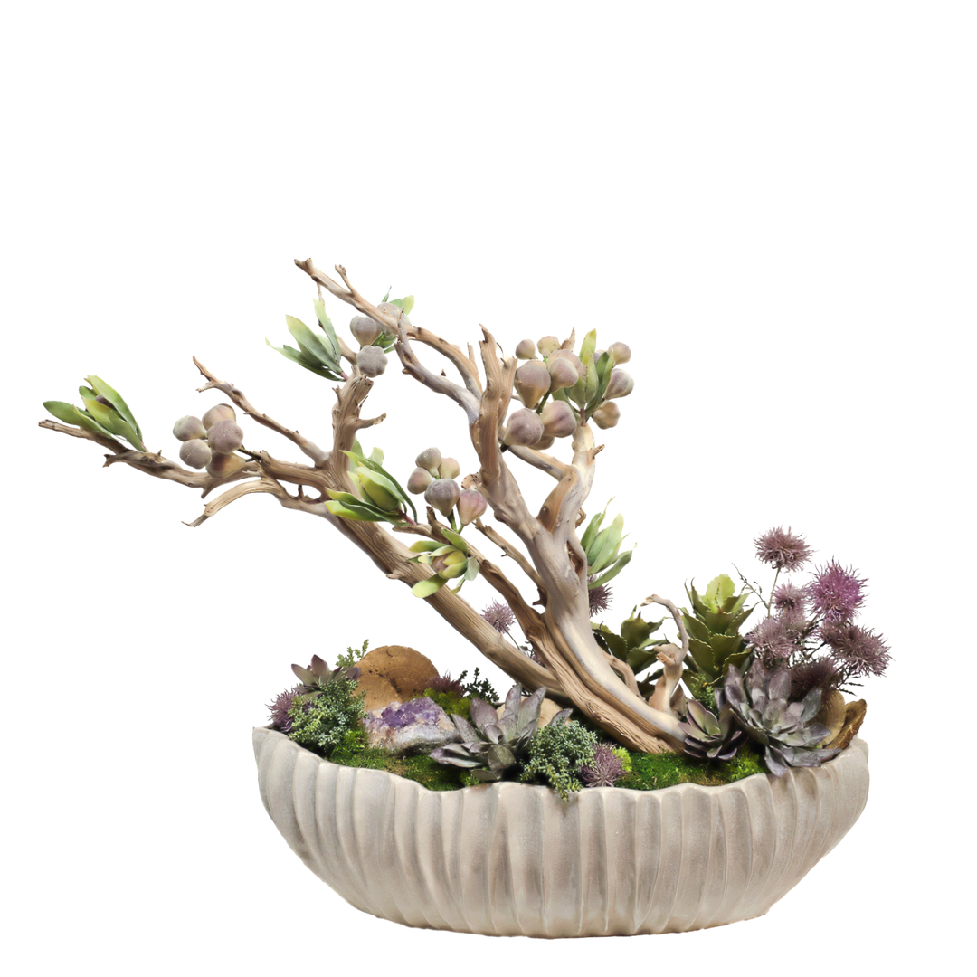 Amethyst, Manzanita, Figs, Protea, Succulents and Allium in Oval 33"H