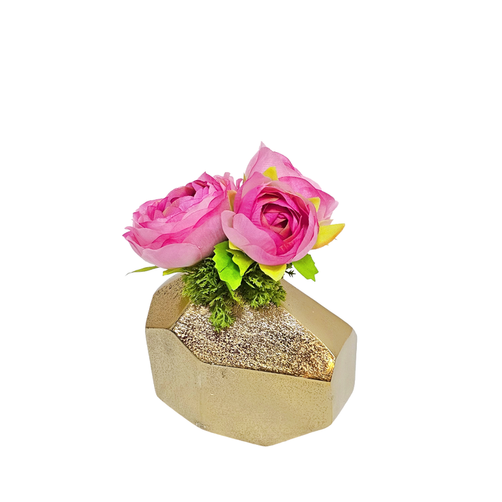 Ranunculus in Metal Vase 6.25"