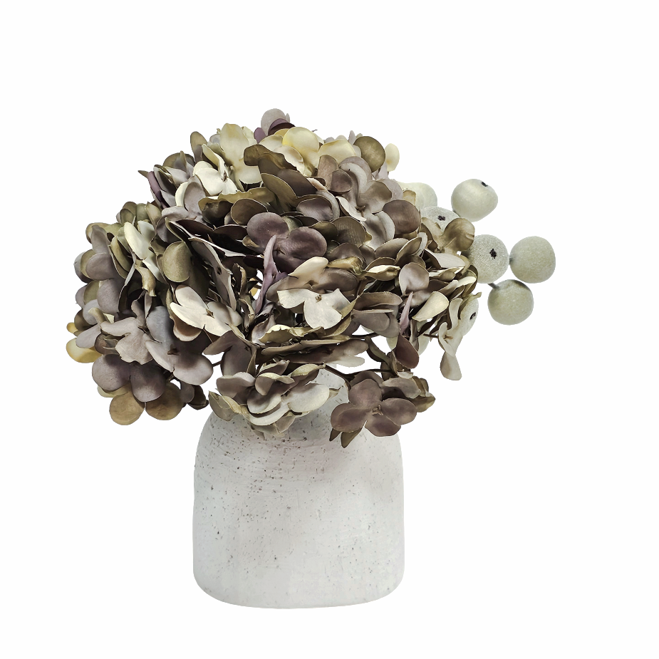 Hydrangea with Berries in Bud Vase 7.5"H X 8"W X 6"D