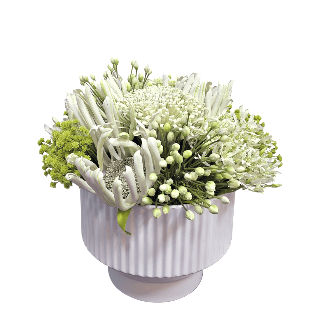 Agapanthus, Baby's Breath, Sunflowers in Ceramic 14"H - LDF Silk