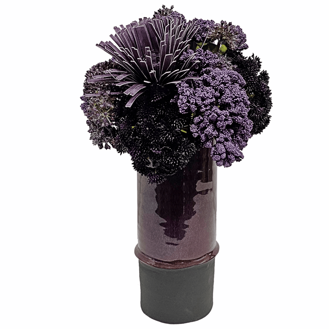 Allium and Sedum with Various Botanica in a Ceramic FH: 15" - LDF Silk