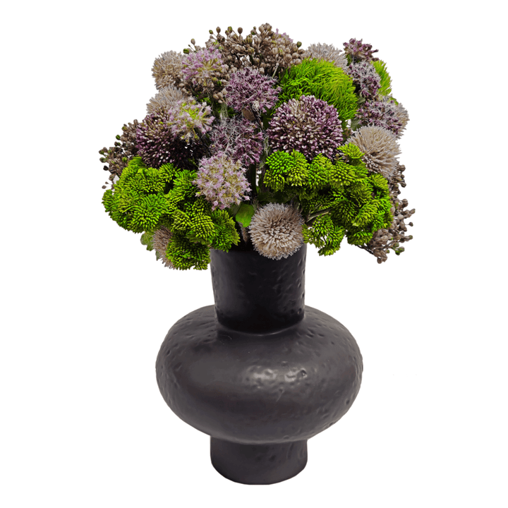 Allium, Dianthus, and Sedum in Ceramic FH: 19" - LDF Silk