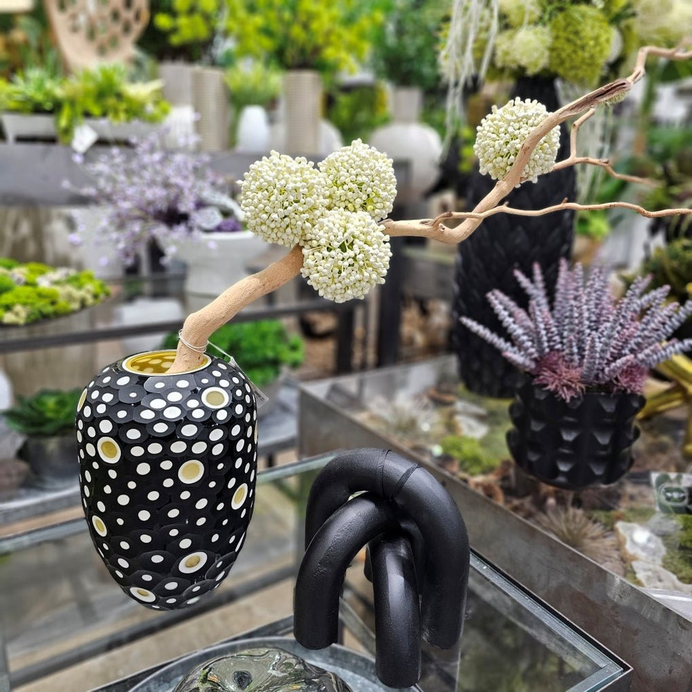 Allium on Branch Secured into Glass Vase. 26"H (One of a Kind) - LDF Silk