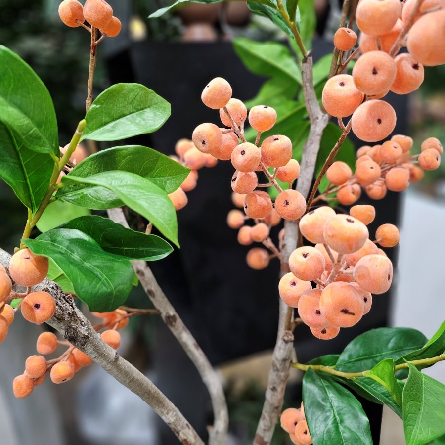 Berries on Natural Branches in Textured Ceramic 47"H x 31.5"W x 18.5"D - LDF Silk