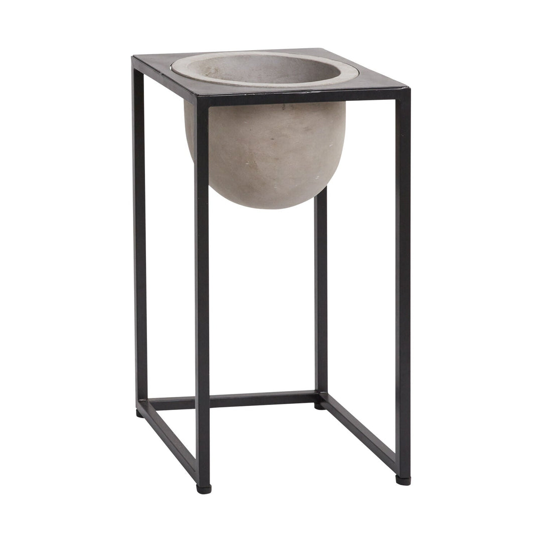 Concrete Planter in Black Iron Stand - LDF SilkCONTAINERS