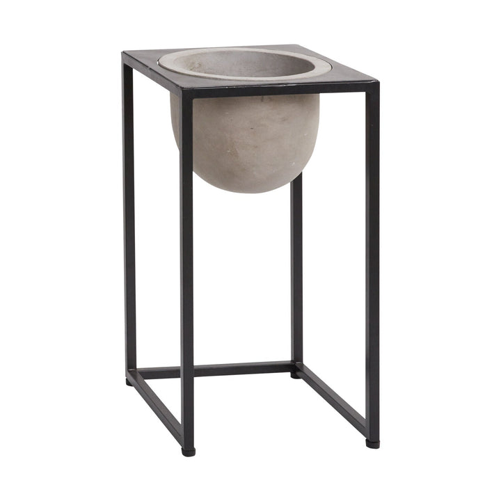 Concrete Planter in Black Iron Stand - LDF SilkCONTAINERS