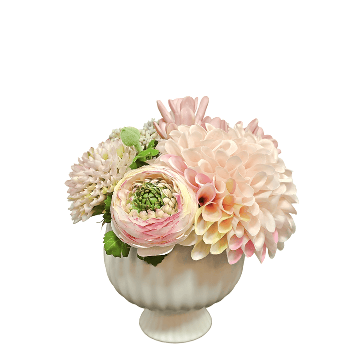 Dahlia, Ranunculus, Angelica and Aeonium in Vase 7"H - LDF Silk