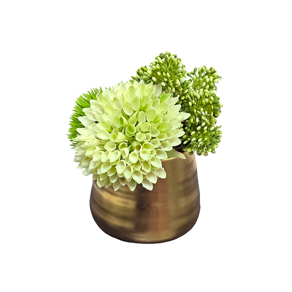 Dahlia with Sedum in Ceramic 5.5"H - LDF Silk