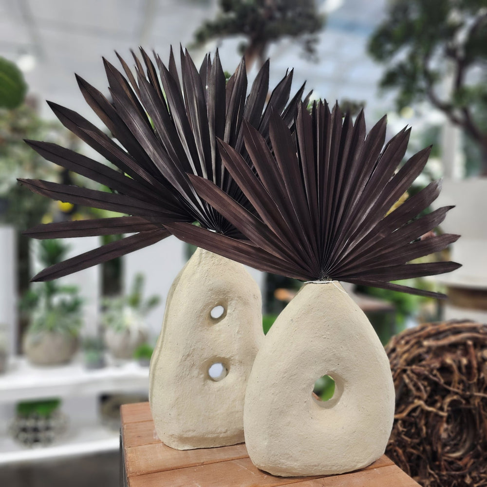 Dried Palm Leaves in Paper Mache Vase. FH: 21"H - LDF SilkArtificial Flora