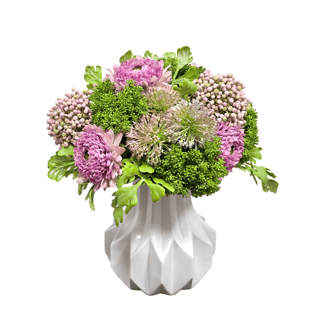 Floral in Geometric Vase. 14"H - LDF SilkArtificial Flora