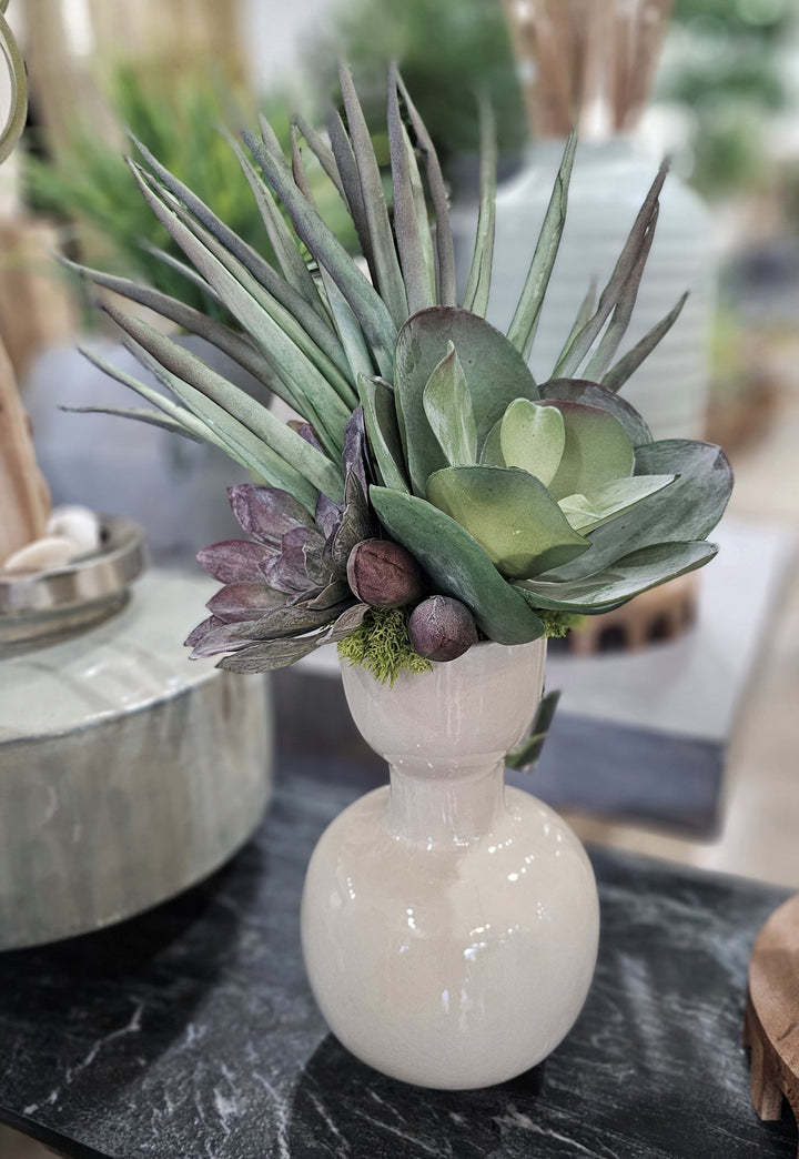 Foam Flowers and Mixed Succulents in Vase. FH: 23" - LDF Silk