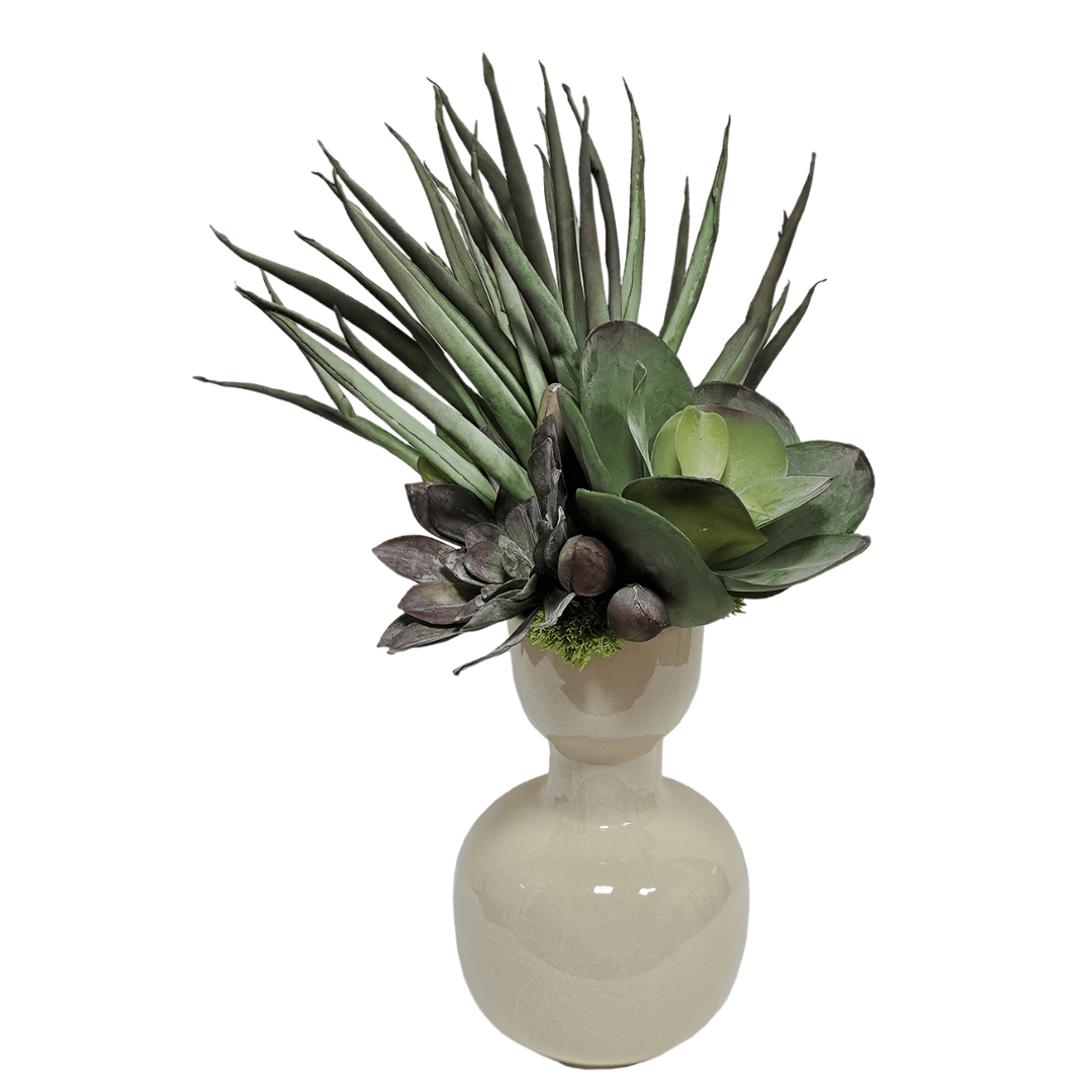 Foam Flowers and Mixed Succulents in Vase. FH: 23" - LDF Silk