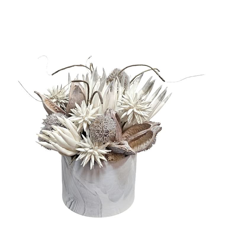 Foam Flowers, Sora Pods and Thistle in Ceramic 12.5"H - LDF Silk