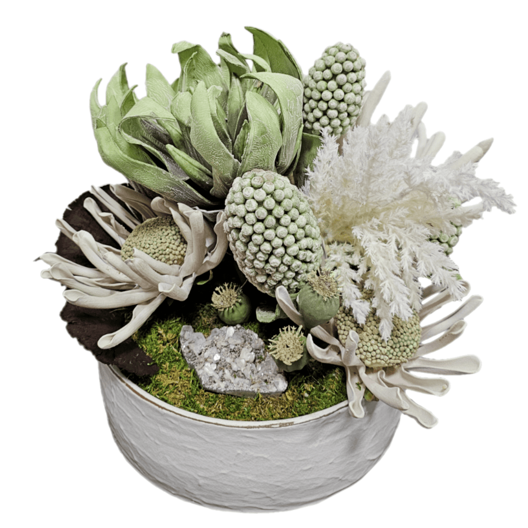 Foam Flowers with Crystal in Bowl FH: 15" - LDF Silk