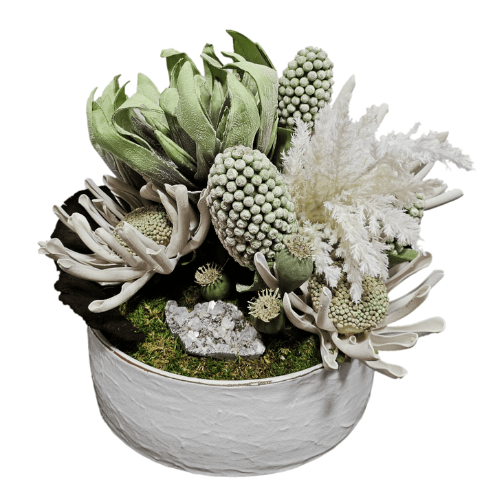 Foam Flowers with Crystal in Bowl FH: 15" - LDF Silk