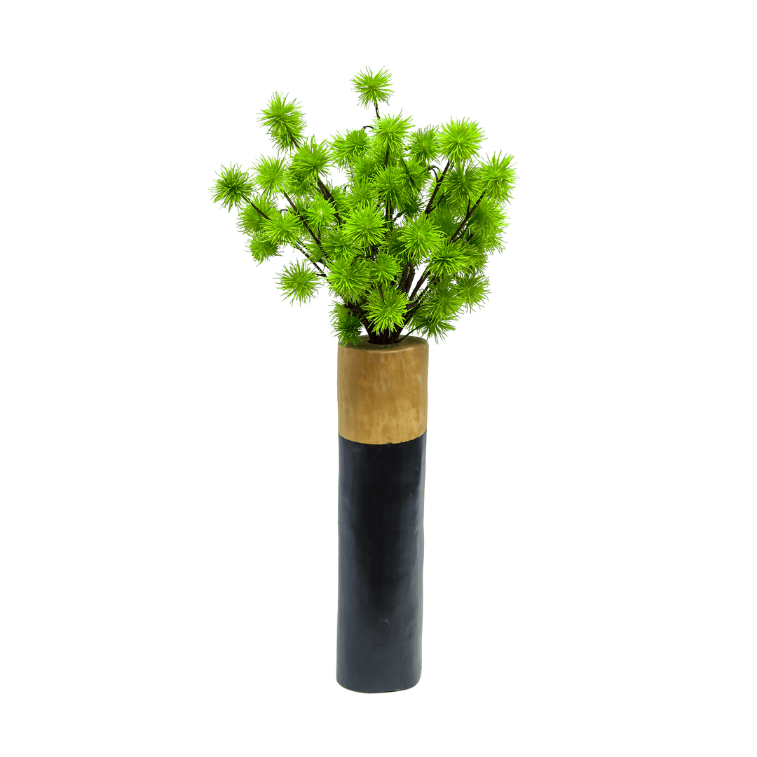 Globe Thistle in Slender Wooden Vase 27"H - LDF Silk