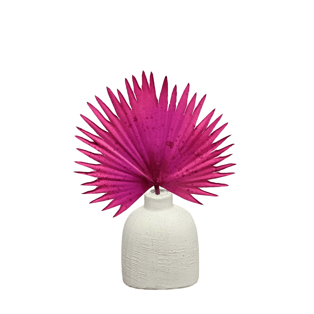 Hand - Painted Palm Leaf in Ceramic Vase 9.5"H - LDF Silk