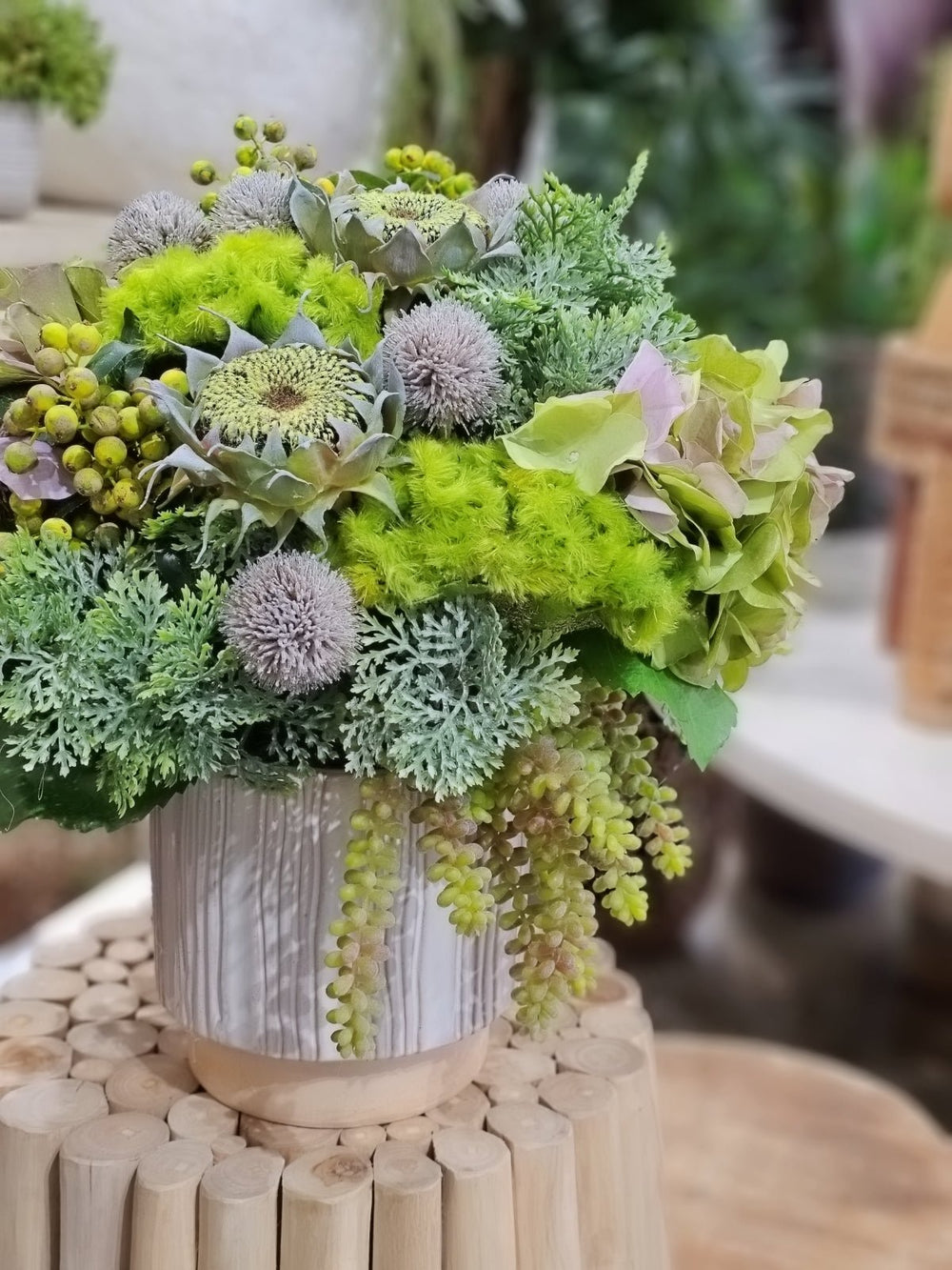 Hydrangeas, Sunflowers, Berries and Greenery in Ceramic FH: 17" - LDF Silk