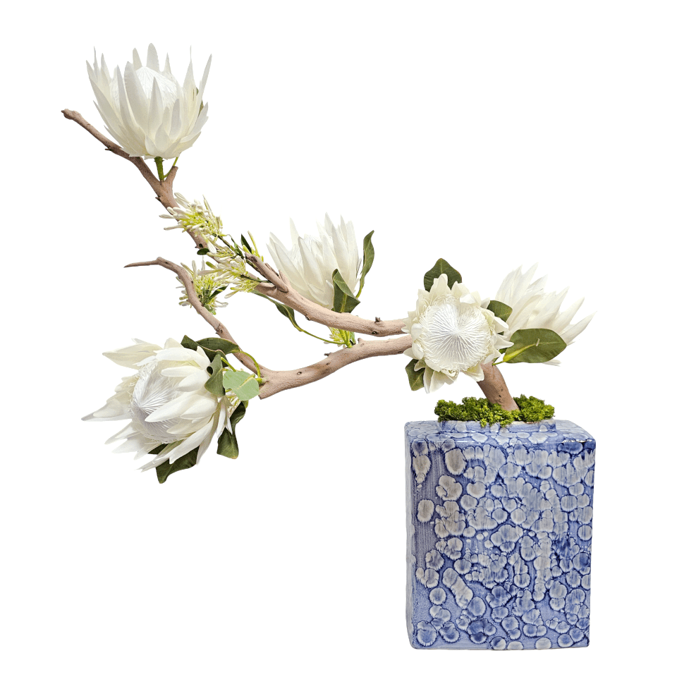 King Protea in Patterned Ceramic Tall 39"H - LDF Silk