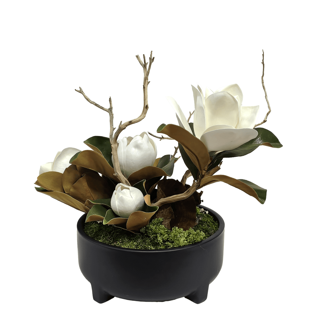 Magnolias with Manzanita and Calice in Bowl 19"H - LDF Silk