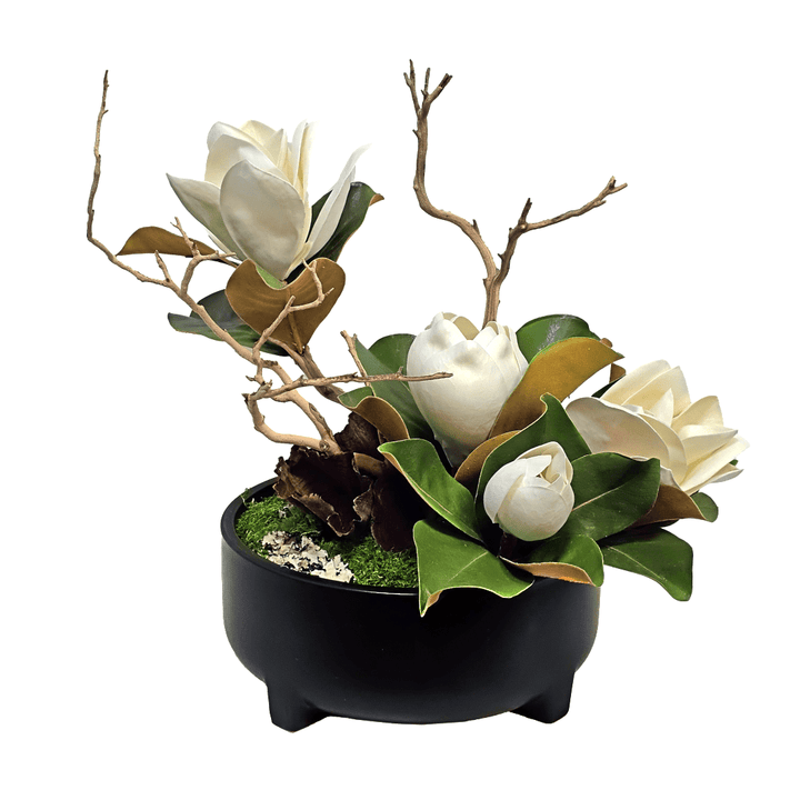 Magnolias with Manzanita and Calice in Bowl 19"H - LDF Silk