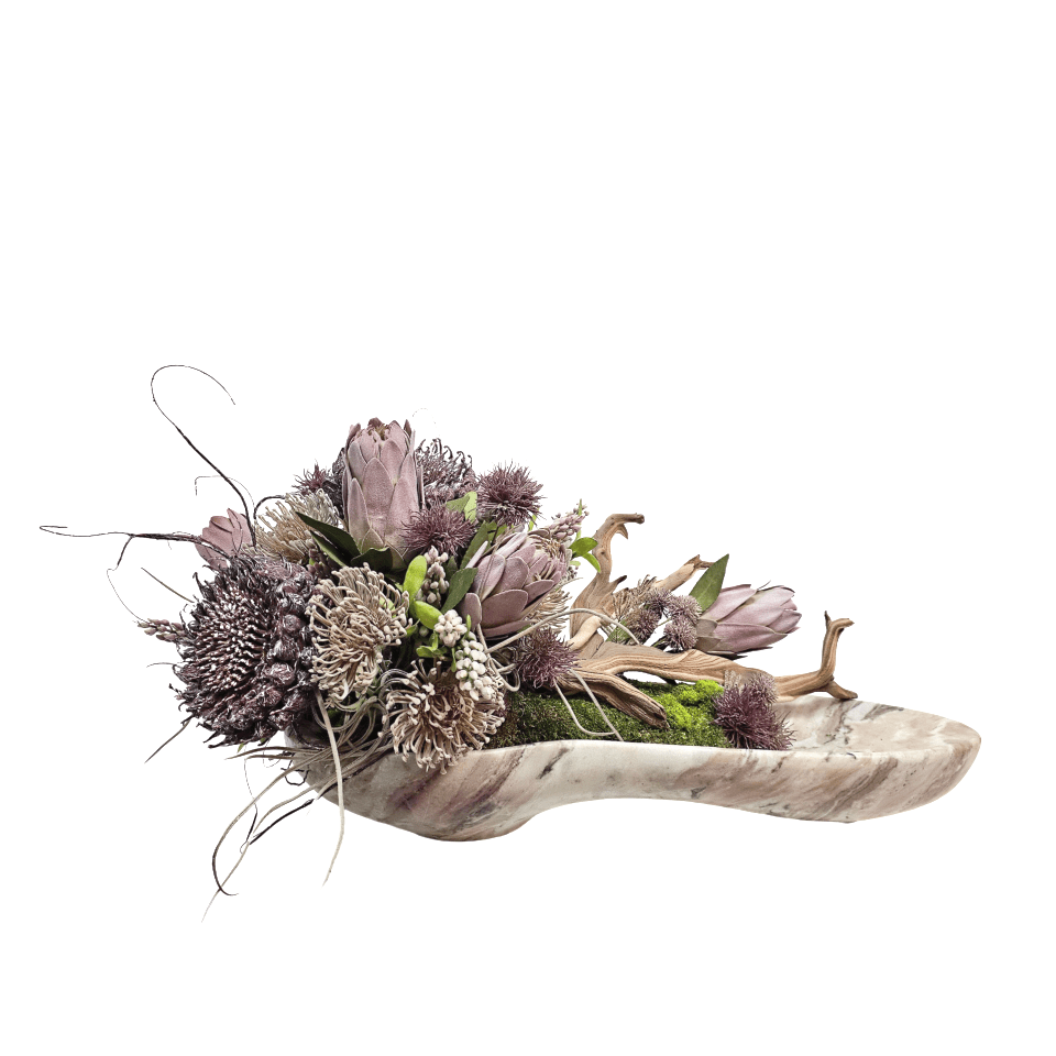 Manzanita with Sunflowers. Tillandsia, Protea Buch, Spikey Balls with Thistle and Berry Spray 72"H X 48"W X 30"D - LDF Silk