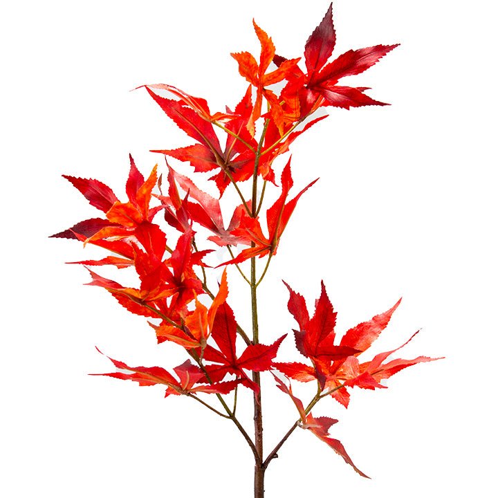 Maple Leaves Hand Drilled onto Dragonwood Branch 78"H - LDF Silk