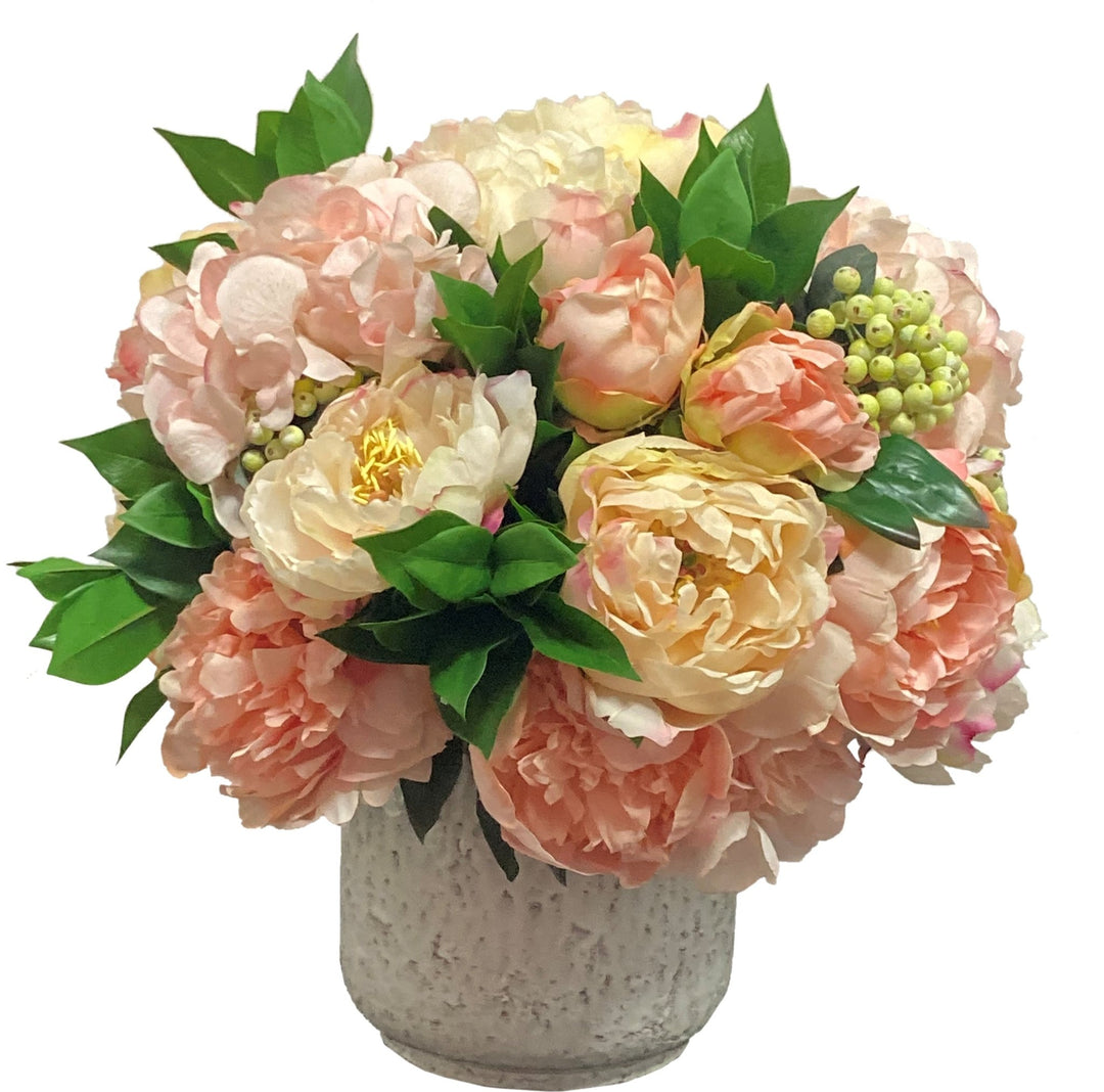 Mix of Peonies and Laurel Leaf in Ceramic FH: 16" - LDF Silk