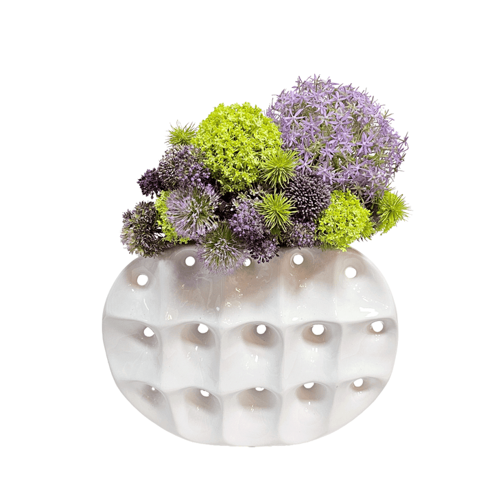 Mixed Allium and Thistle in Faceted Ceramic 20.5"H - LDF Silk