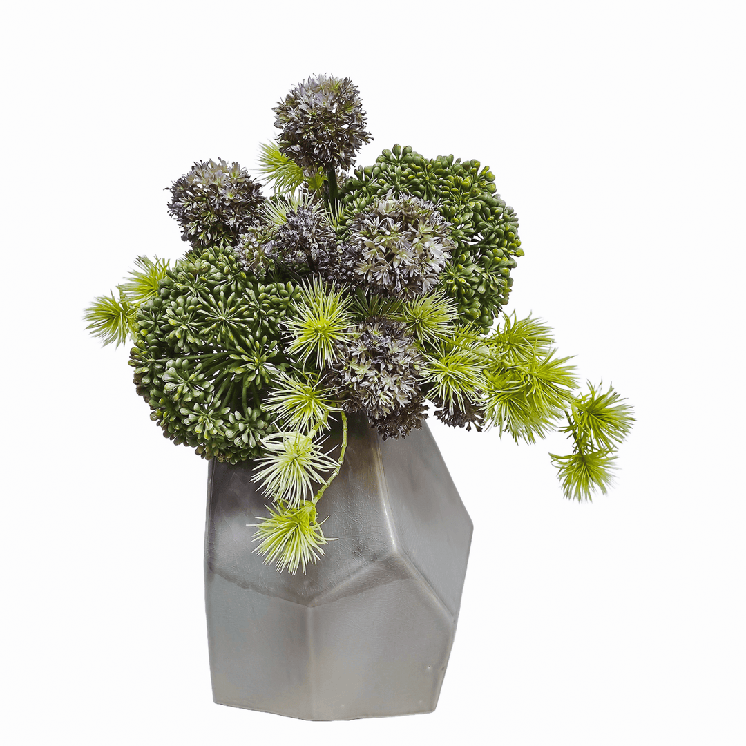Mixed Allium in Ceramic Geometric Container 19.5"H - LDF Silk