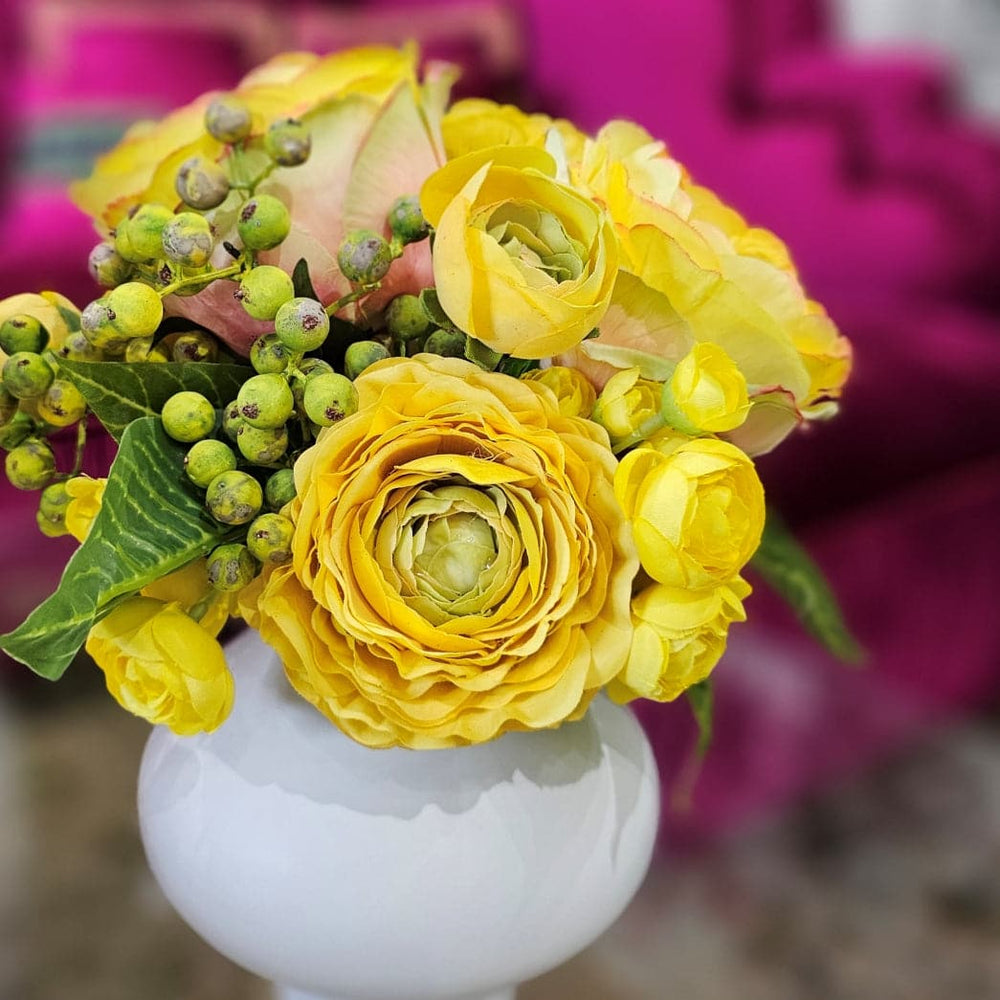 Mixed Florals in Ceramic. FH: 12"H - LDF Silk